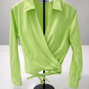 Croft & Barrow Lime Green Wrap Blouse